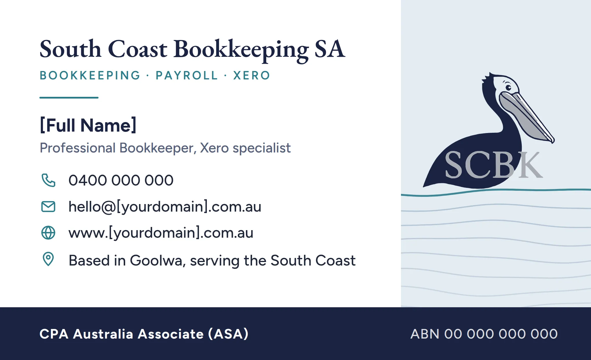 The South Coast Bookkeeping SA business card
